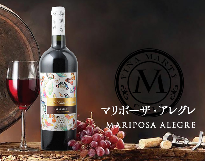 マリポーザ・アレグレ・グラン・リゼルヴァ・カルメネール ヴィニャ・マーティ 2019年 チリ カチャポアル・ヴァレー 赤ワイン フルボディ 750ml  | ワイン通販ならワインショップソムリエ