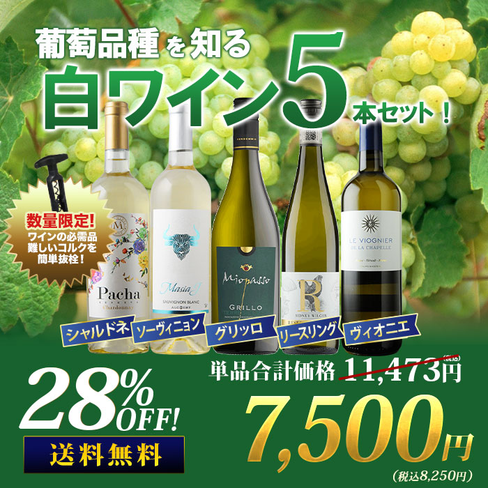 葡萄品種を知る白ワイン5本セット