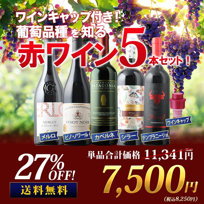 葡萄品種を知る赤ワイン5本セット