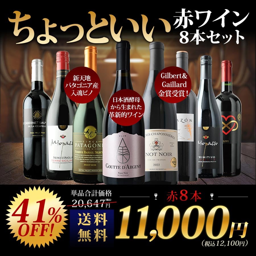 当店ソムリエが選んだ「ちょっといいワイン」赤ワイン8本セット 送料
