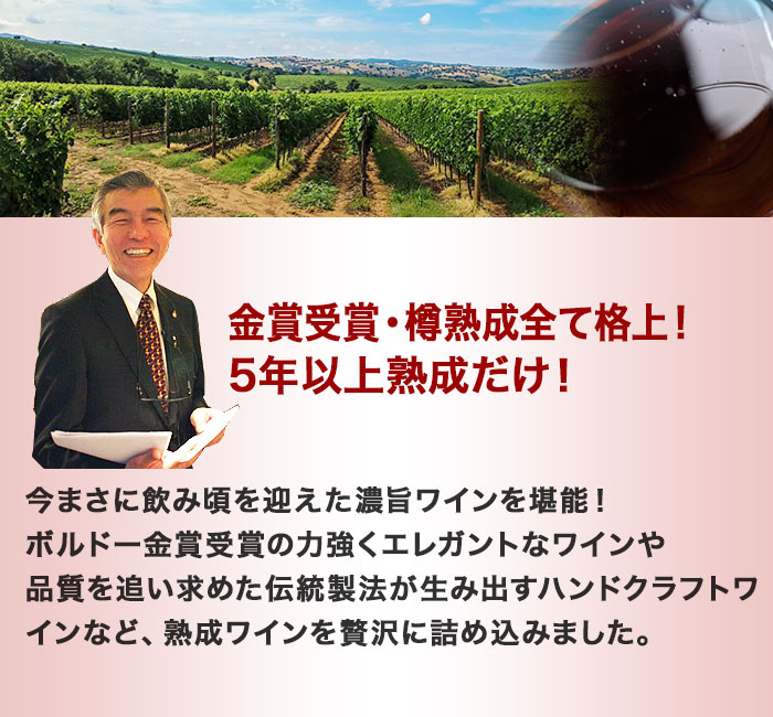 全て熟成5年以上！飲みごろ熟成赤ワイン4本 送料無料 赤ワインセット