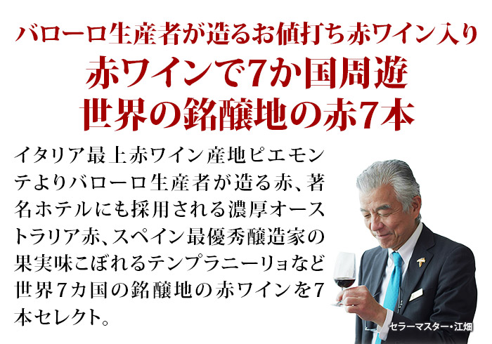 世界７ヵ国のバラエティ豊かなワインが堪能できる
