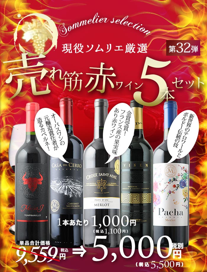 オーパス醸造家が造る本格樽熟成、パーカー89点獲得当たり年、金賞入り、飲みごろ熟成など売れ筋赤ワイン5本セット