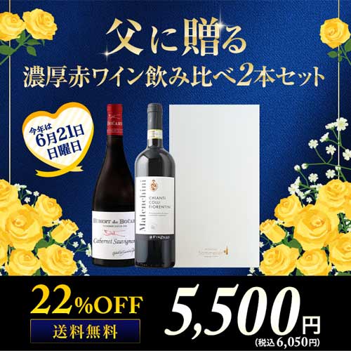 父に贈る 濃厚赤ワイン飲み比べ2本セット 送料無料 ギフトセット