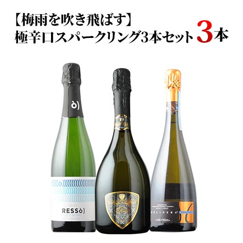 【梅雨を吹き飛ばす】極辛口スパークリング3本セット スパークリングワインセット