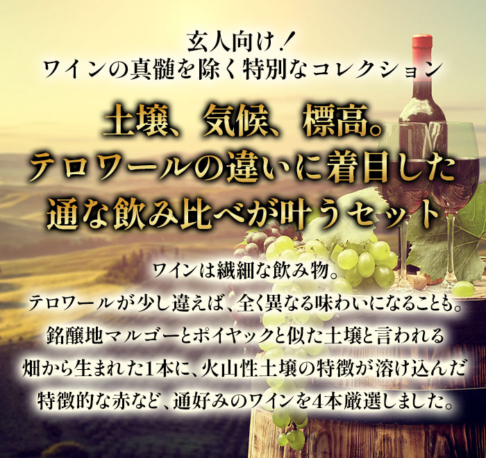 テロワールの違いを味わう赤白4本セット（赤2本、白2本） ワインセット