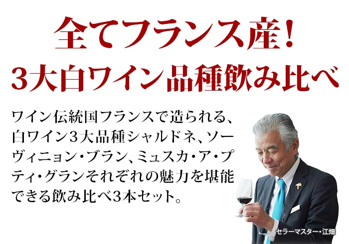 全部フランス産!3大白ワイン品種飲み比べセット 白ワインセット「2/5更新」