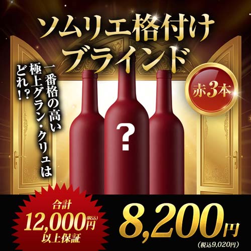 ソムリエ格付けブラインド 赤3本 ワインセット