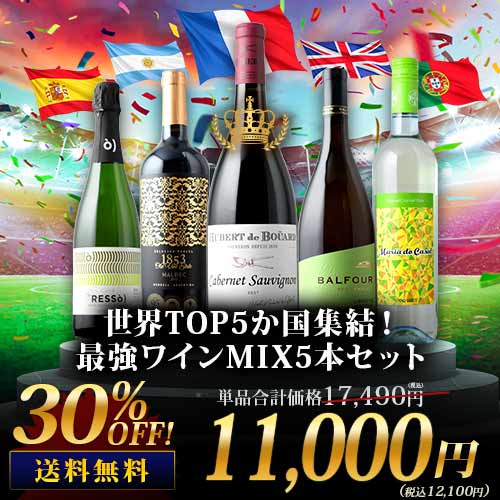 世界TOP5か国集結！最強ワインMIX5本セット 送料無料「6/19更新」
