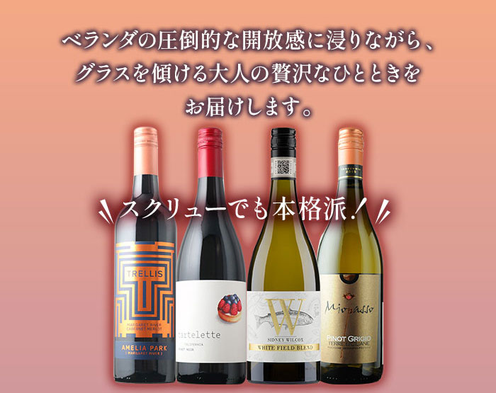 夕涼みのべランピング4本セット 赤2本・白2本 ワインセット