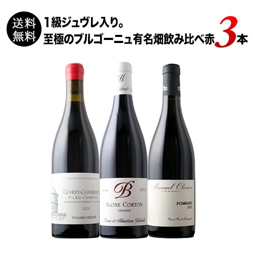 1級ジュヴレ入り。至極のブルゴーニュ有名畑飲み比べ赤3本セット  送料無料 赤ワインセット