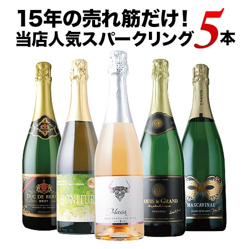 15年の売れ筋だけ！当店人気スパークリングワイン5本セット【第57弾