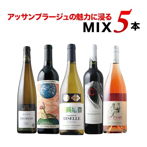 アッサンブラージュの魅力に浸るMIX5本セット（赤2本、白2本、ロゼ1本） ワインセット