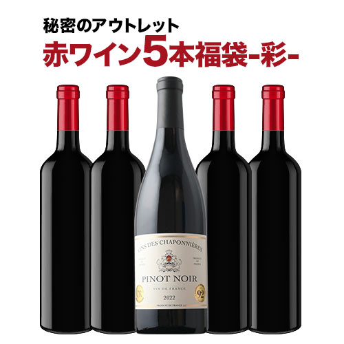 SALE「福袋」秘密のアウトレット赤ワイン5本福袋-彩-赤ワインセット