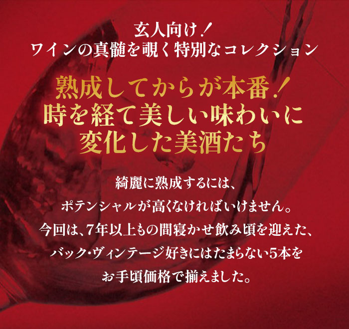 熟成7年以上！歴史溢れる赤ワイン5本セット 赤ワインセット