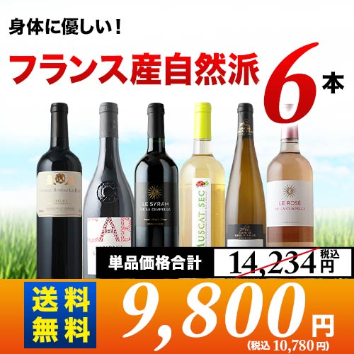 フランス自然派ワイン6本セット 第25弾 送料無料 赤3本＆白2本＆ロゼ1本 ワインセット「5/11更新」