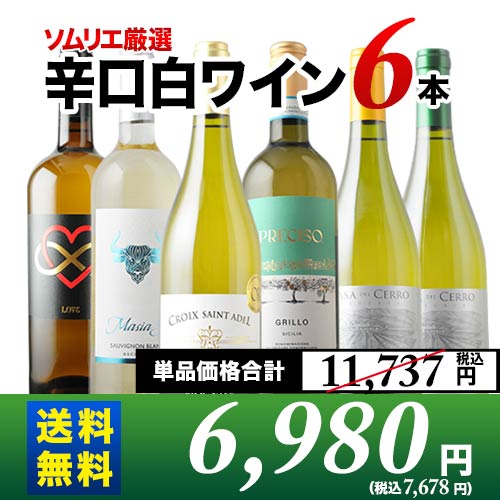 辛口白ワイン6本セット 第92弾 送料無料 白ワインセット「8/17更新」