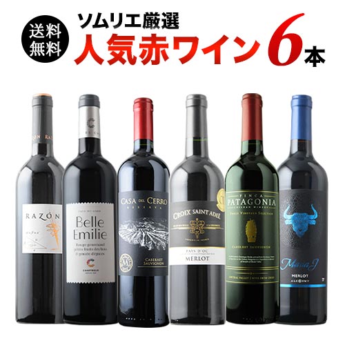 ソムリエ人気赤ワイン6本セット 第59弾 送料無料 赤ワインセット「4/8更新」