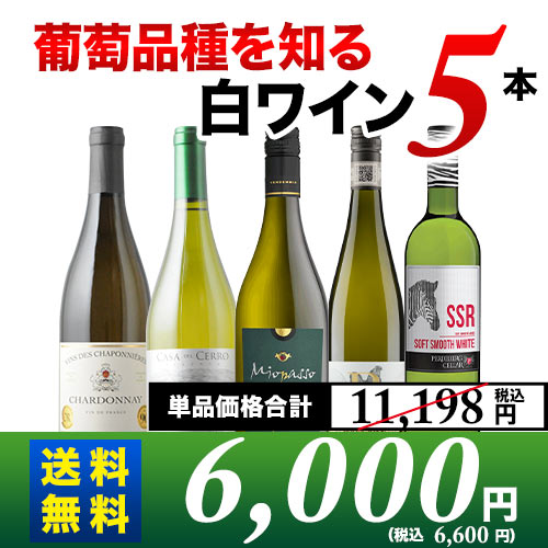 葡萄品種を知る白ワイン5本セット 送料無料 白ワインセット「3/28更新」