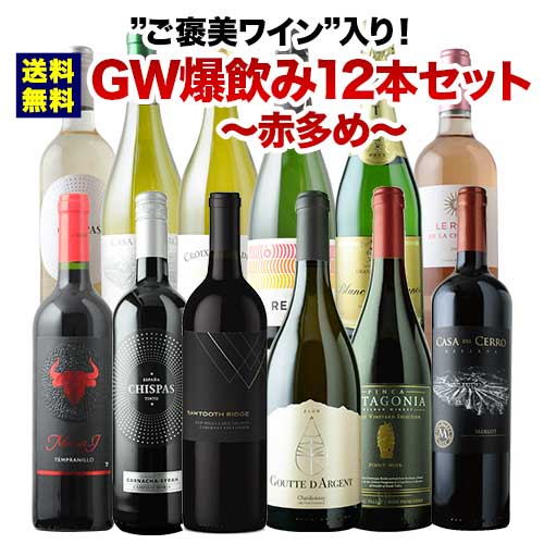 ご褒美ワイン”入り！GW爆飲み12本セット～赤多め～（赤ワイン5・白ワイン4・泡2・ロゼ1）