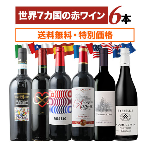 世界6カ国の銘醸地を巡る赤ワイン6本セット 送料無料 赤ワインセット「10/8更新」
