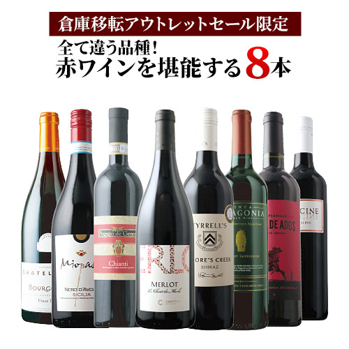 「1」【倉庫移転セール限定】全て違う品種！赤ワインを堪能する8本セット 赤ワインセット「3/19更新」