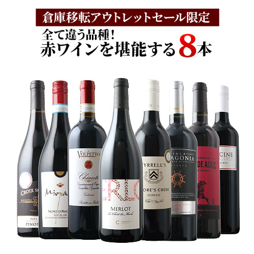 「1」【倉庫移転セール限定】全て違う品種!赤ワインを堪能する8本セット 赤ワインセット
