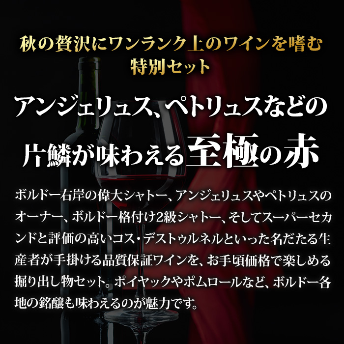 偉大な生産者のDNAを感じるちょっといいボルドー赤4本セット 赤ワインセット 送料無料