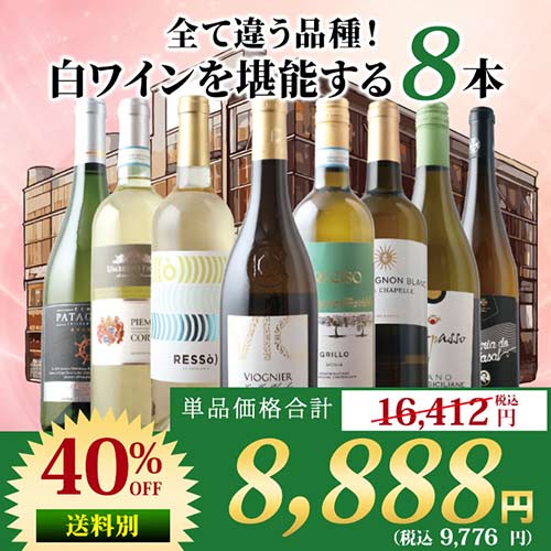 「2」【倉庫移転セール限定】全て違う品種！白ワインを堪能する8本セット 白ワインセット