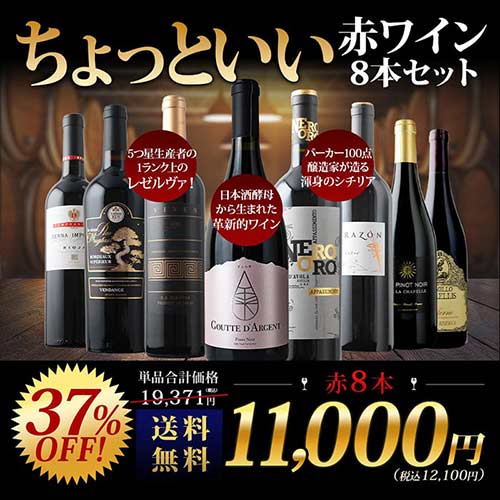 当店ソムリエが選んだ「ちょっといいワイン」赤ワイン8本セット 送料無料 ワインセット「9/17更新」