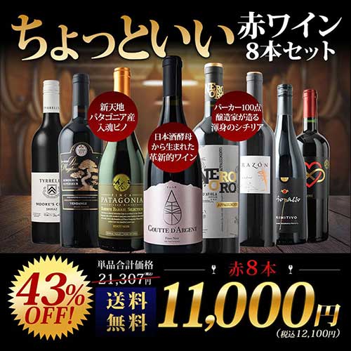 当店ソムリエが選んだ「ちょっといいワイン」赤ワイン8本セット 送料無料 ワインセット「12/9更新」