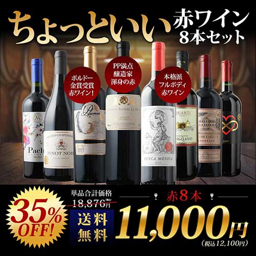 当店ソムリエが選んだ「ちょっといいワイン」赤ワイン8本セット 送料無料 ワインセット「6/4更新」