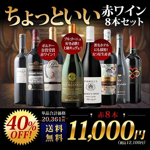 当店ソムリエが選んだ「ちょっといいワイン」赤ワイン8本セット 送料