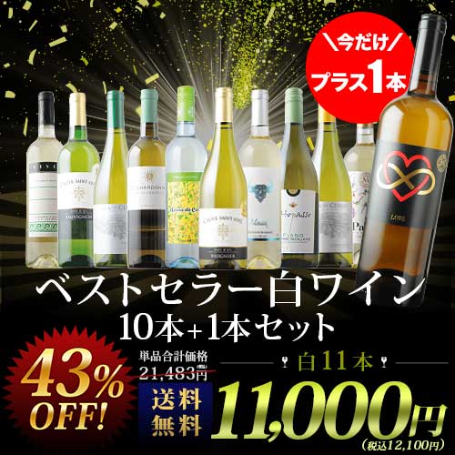 今だけプラス1本！ベストセラー白ワイン10本セット 送料無料 白ワイン