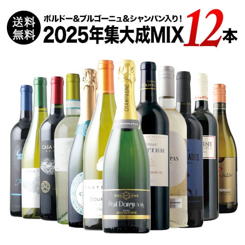 ボルドー&ブルゴーニュ&シャンパン入り!2025年集大成MIX12本セット 送料無料 ミックスセット(赤5・白5・シャンパン1・泡1)「12/10更新」