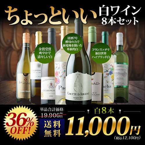 当店ソムリエが選んだ“ちょっといい”白ワイン8本セット 送料無料 白ワインセット「6/9更新」