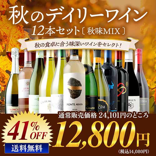 ★対象商品まとめ買いで5~10%OFF実施中★秋のデイリーワイン12本セット 秋味MIX 送料無料「10/9更新」