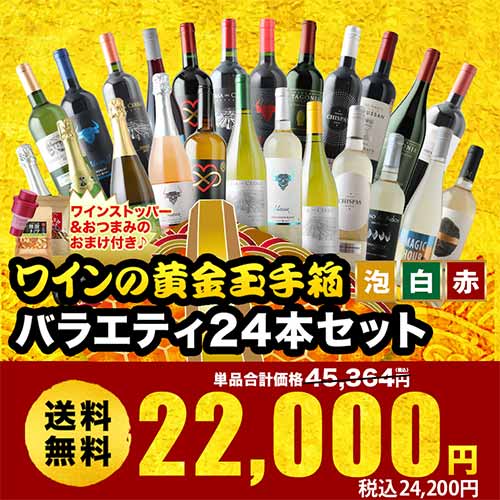 年末年始はこの1セットでOK！ワインの黄金玉手箱　バラエティ24本セット 送料無料 バラエティセット「1/15更新」