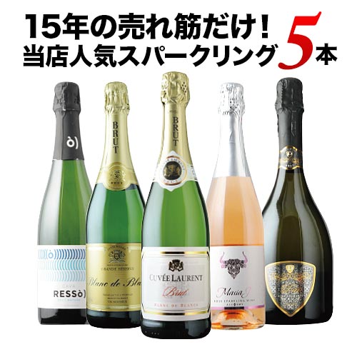 15年の売れ筋だけ！当店人気スパークリングワイン5本セット（スパークリングワイン4本・ロゼスパークリングワイン1本）【第48弾】「11/21更新」