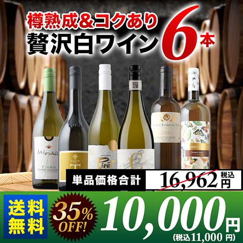 樽熟成＆コクあり白ワイン6本セット 送料無料 白ワインセット「11/21更新」