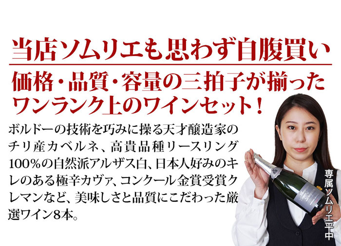 当店ソムリエが選んだ「ちょっといい」赤白泡ワイン8本セット 送料無料 ワインセット「8/22更新」