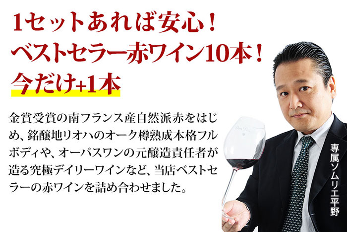 今だけプラス1本！当店ベストセラー赤ワイン10本セット 送料無料