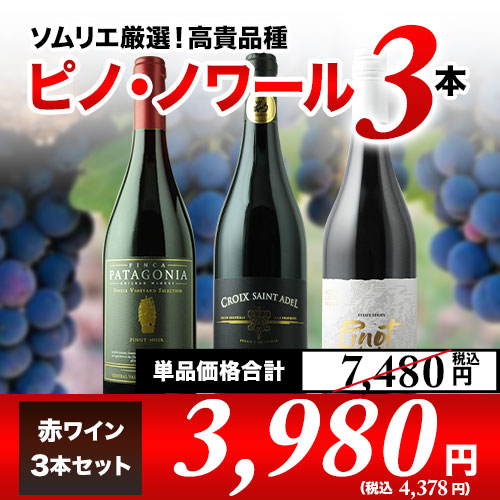 ピノ・ノワール3本セット 赤ワインセット【第21弾】