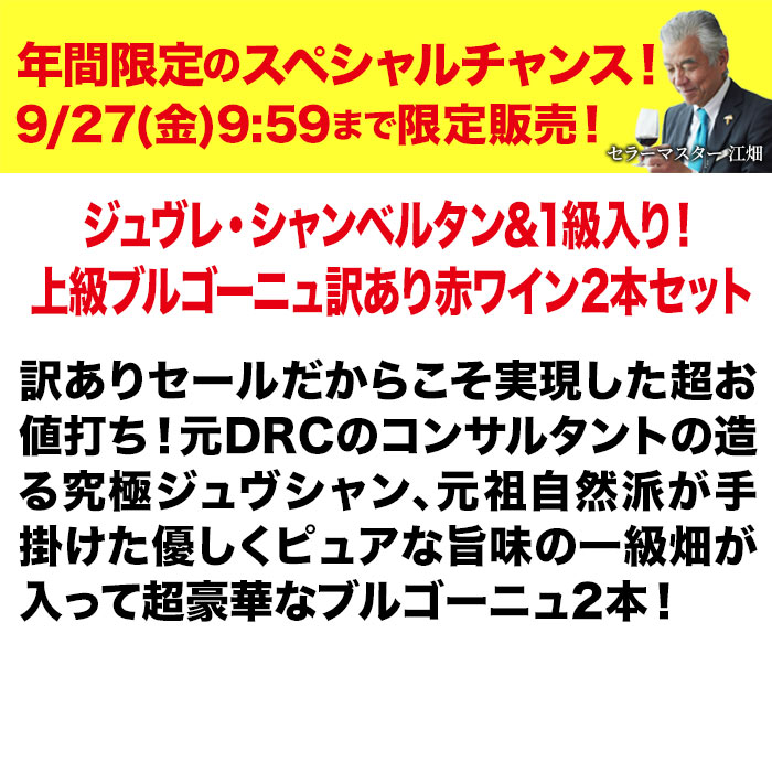 「23」ジュヴレ・シャンベルタン&1級入り！上級ブルゴーニュ訳あり赤ワイン2本セット 赤ワインセット「9/10更新」