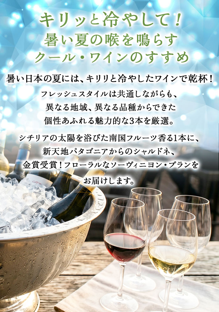 冷やして美味しい白3本 白ワインセット「8/7更新」