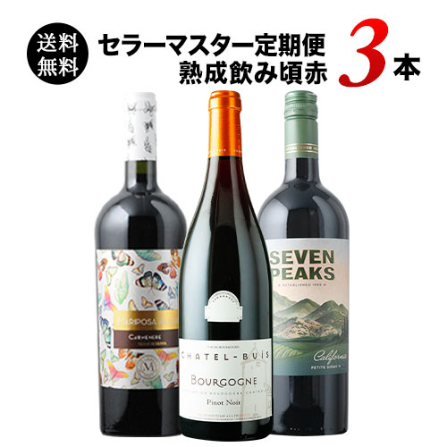 セラーマスター定期便 熟成飲み頃赤3本(1ヶ月毎お届け) 送料無料 赤ワインセット