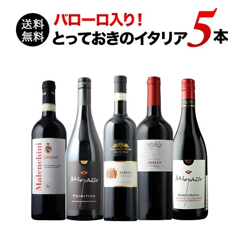 バローロ入り!とっておきのイタリア赤5本セット 赤ワインセット 送料無料「9/8更新」