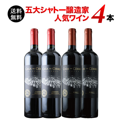 五大シャトー醸造家ワイン4本セット（赤4本）送料無料 赤ワインセット
