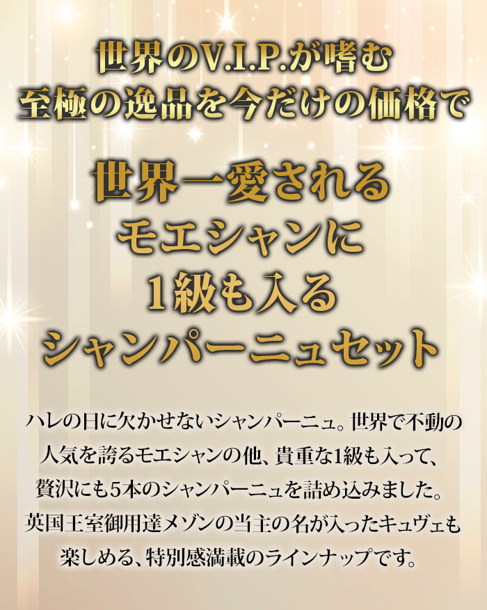 モエシャン入り！特別な日の乾杯シャンパーニュ5本セット 送料無料 シャンパンセット
