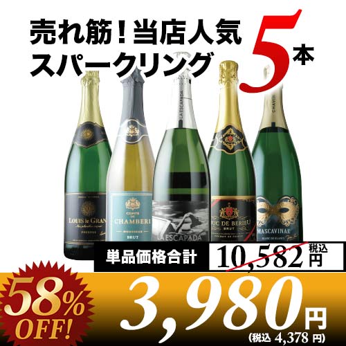 売れ筋！当店人気スパークリングワイン5本セット スパークリングワイン